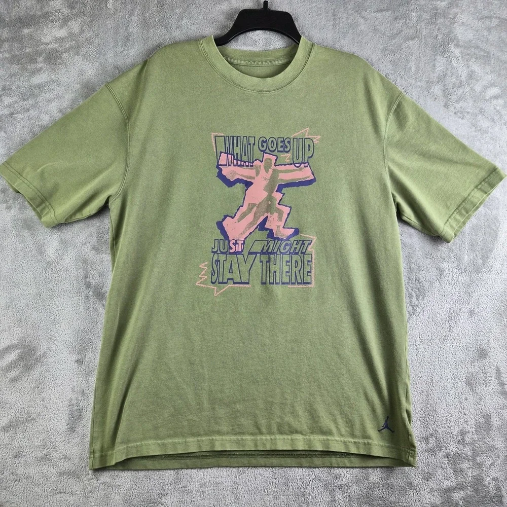 Air Jordan Shirt Small Green What Goes Up Oversized Graphic Tee Streetwear